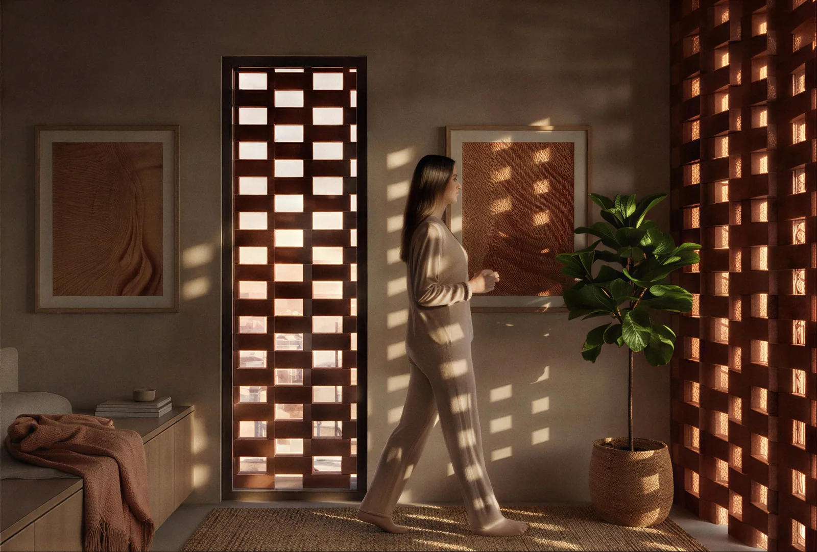 Villa Écrin — Claustra light pattern