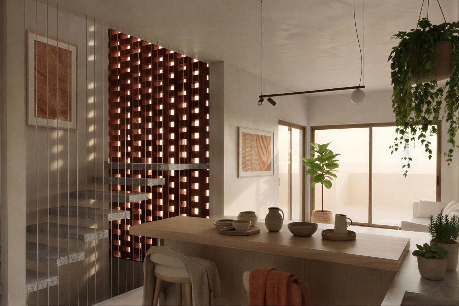 Villa Écrin — Kitchen and claustra