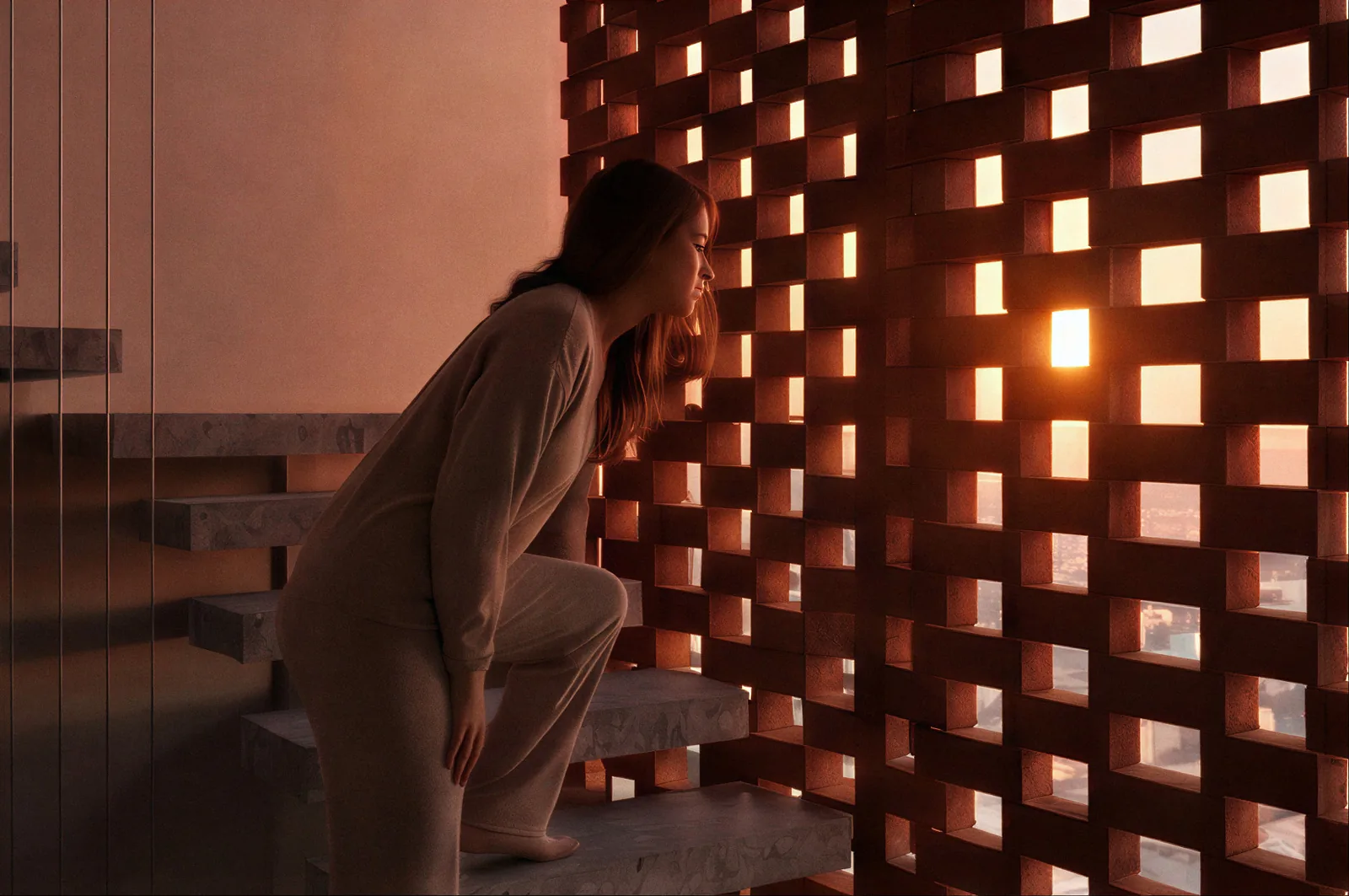 Villa Écrin — Stair, late afternoon