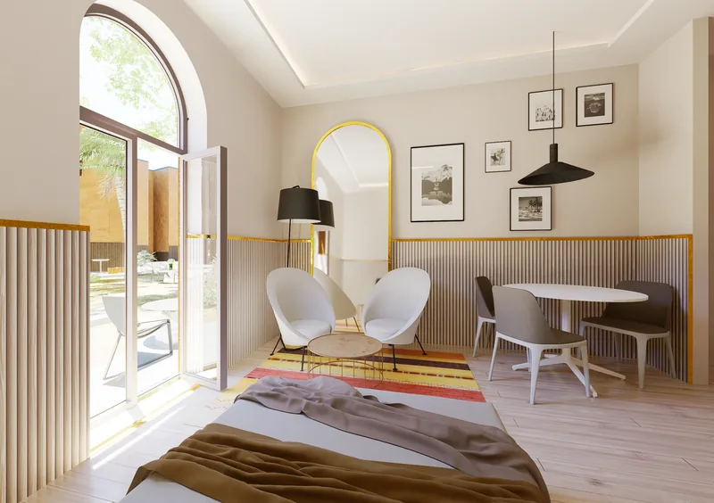Bibbiena — Interior — Guest bedroom onto the courtyard