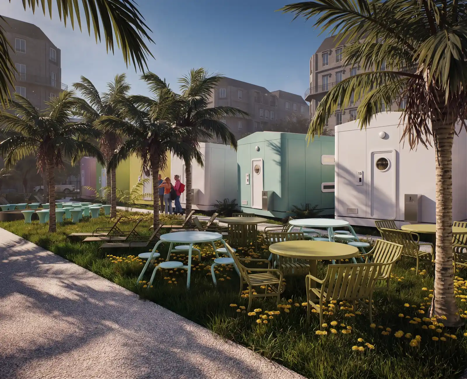 Camp In The City — Terrace under the palms